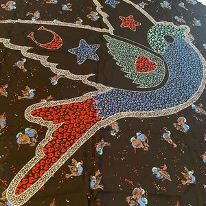 Coach Bird patchwork style 100% wool Scarf /Palantine(43x43 inch)